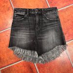 Free People  Black Wash Frayed Hem Denim Skirt Size 25 Photo 0