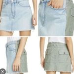 frame denim Frame Canteburry Blue Green Raw Hem Mixed Media Le Cargo Mini Denim Skirt 28 Photo 9