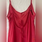 Victoria's Secret Victoria’s Secret 100% Silk Red Sheer Chemise Gold Floral Embroidery Vintage; M Photo 4