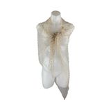 Beach Bunny  Beige Pearl Beaded Rhinestone Sheer Mesh Tie Beach Cover Up One Size Photo 3