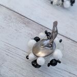 Vintage Clip On Earrings Large Black & White Cluster Stamped Germany 1 & 3/8" Photo 3