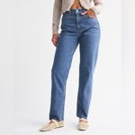 Abercrombie & Fitch Abercrombie Curve Love Jeans 90s slim straight ultra high rise medium wash raw Photo 9