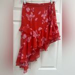Honey Belle  Asymmetrical Red Floral Skirt Size M New Without Tags Photo 3
