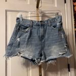 Elan Blue High-Waisted Jean Shorts with Distressed Hem Size Medium Photo 0