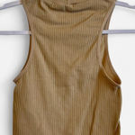 Neutral Ribbed Mock Neck Cropped Tank Top | Tan Beige Sleeveless Size XS Photo 0