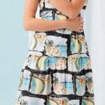 Anthropologie R. G. Kane Costa Beach Postcard Print Open Back Tiered Midi Dress Size Large Photo 0