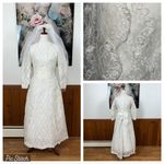 Stunning Vintage 1960s Embroidered Lace Wedding Gown & Veil! White Size 10 Photo 1
