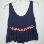 Paper Crane Navy Sleeveless Crop Top Embroidered size S Photo 0