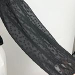 EXPRESS Black Sweetheart Swiss Dot Long Sleeve Smocked Peplum Blouse Top Size S Photo 3