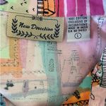 New Direction Women Cotton Top L Multicolor Artsy Novelty Travel Print Jacket Photo 1