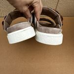 Anthropologie Inuikii Chain Velvet Strap Platform Slide Sandals Tan Size 41/11   Photo 6