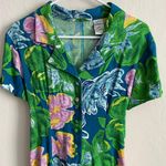 Vintage Tropical Floral Romper in teal Blue Size M Photo 2