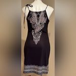Sidefee Black Mini Dress Oriental Design Casual Halter Neck Beachwear Sz M Size M Photo 4