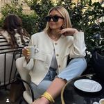 ZARA blazer jacket textured double breasted white golden buttons office casual Photo 3