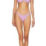 NWT CAROLINE CONSTAS Pink Orchid Gingham Adelphie Bikini Bottom & Top Swimsuit Size XL Photo 0