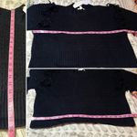 Treasure & Bond Balloon Sleeve Mixed Stitch Fringe Sweater Crew Black S NWT Photo 11