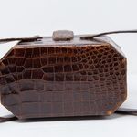 Surrey Original Vintage Genuine Patent Croc Leather Top Handle Purse Bag Tote Photo 6