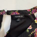 Torrid  Black‎ Colorful Floral Chiffon Cold Shoulder V Neck Flare Dress Size 26 Photo 7