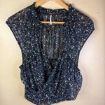 Free People Ma Cherie Black Floral Womens Blouse Size Large Sleeveless Boho Photo 1