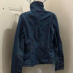 Eddie Bauer Y2K Vintage Grunge Fitted Navy Blue denim jean military cargo utility harajuku jacket shirt Top Blazer long sleeve button front-S Photo 3