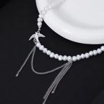 Macy's New-Charm Hip Hop Peace Dove Tassel Pearl Beads Clavicle Chain Women's Necklace Photo 2