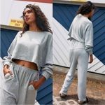 Free People  Movement Surfside Cyclebar Gray Cropped Sweatshirt with Black Logo Photo 10