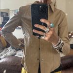 Frenchi Beige genuine Leather shirt Jacket shacket size small Tan Photo 0