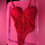 Elegant Red Lace Push Up Bodysuit Size M Photo 2