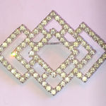 Elegant Vintage Silver Tone Geometric Rhinestone Brooch Photo 0
