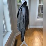 Vintage 80s Bermans Black Leather Bomber Jacket Thinsulate Lined Sz Medium Tall Photo 2