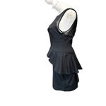 Bebe  vneck top mesh small black peplum dress back zip nylon/spandex Photo 2