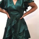 Selfie Leslie Dark Green Silk Dress Photo 0