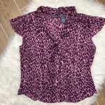 Hillard & Hanson  silk purple leopard print blouse Photo 0