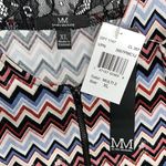 My Michelle MM by  NWT XL Chevron Stripe - Floral Lace Exposed Zipper Blouse Top Photo 5