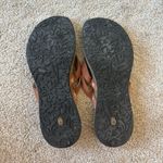 Teva  Conchita Brown Sandals Mini Wedge Cork Paisley Flip Flop Strappy Summer Photo 9