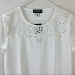 Karl Lagerfeld lace collar bib relaxed fit women’s white top Size Medium Photo 4