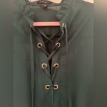 Amisu  Dark Green Lace-Up Blouse Photo 3