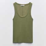 ZARA  Ribbed Vest Top Khaki Large Photo 2