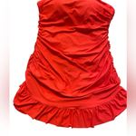 J.Crew swimming suit halter orangish red ruffled ruched women 16 NWT Photo 2