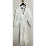 ACLER Wonastow Long Sleeve Pleated Satin Maxi Dress in Ivory Size US 4 White Photo 4