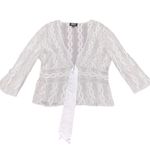 Adrianna Papell ADRIANNA PAPEL BOUTIQUE 100% Silk White Ivory Beaded Embroidered Cardigan Large Photo 0