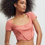 Urban Outfitters  Seamed Crop Top Orange Scoop Neck Size Medium Photo 0