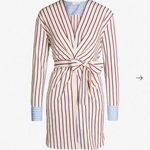 Sandro  paige striped dress long sleeve vneck mini bordeaux Photo 11