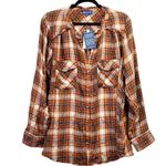 Democracy  Size 1X- NWT Brown Plaid Button-Up Shirt Photo 0