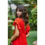 Free People Bohemian Folklore 70s Bali Embroidered Midi Dress Kimono Red Small Photo 3