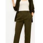 Loft Women Olive Green Flannel Pull On Tapered Pants Stretch Waist Size M Career Photo 2