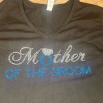 Mother of the Groom black short sleeve tee with silver and blue rhinestones Size XXL Photo 2