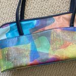 Y2K Watercolor Shoulder Bag Boho Pastel Southwest Artist Log Bag Tote Blue EUC Green Photo 2