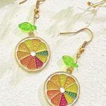 Colorful Citrus Slice Earrings Red Photo 3