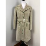 Vintage Lan Siang 70s Geometric Button Front Long Blazer Pea Coat MCM Medium Green Photo 1
